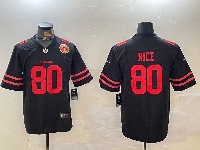 Men San Francisco 49ers #80 Rice Black Second generations 2024 Nike Limited NFL Jersey style 5->->